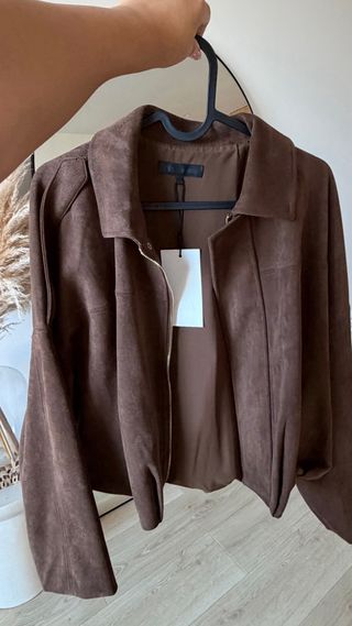 Chaqueta efecto ante Zara marrón