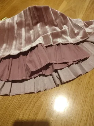 Falda niña terciopelo rosa palo T4