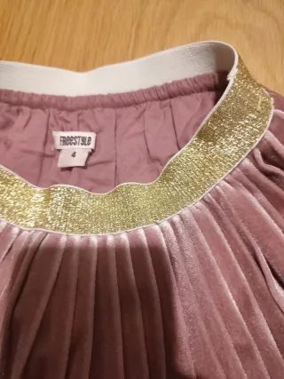 Falda niña terciopelo rosa palo T4