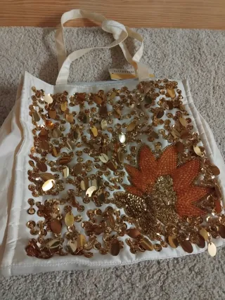 Bolso Pelletteria Moda Dorado y Naranja