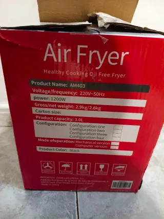 Freidora de aire ZIVAMM negra y dorada