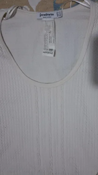 Top Stradivarius Blanco Manga Larga