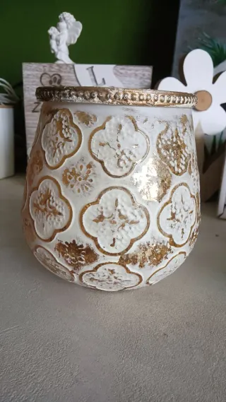 Vaso decorativo bianco e oro