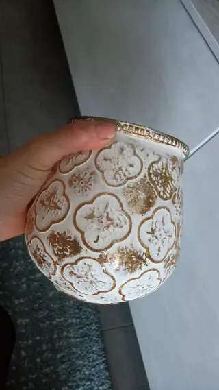 Vaso decorativo bianco e oro