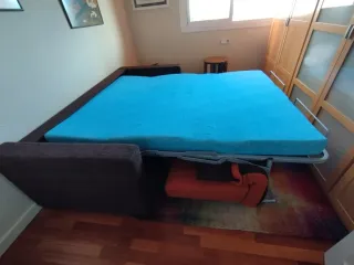 Sofá Cama 190x140cm Tela Naranja/Marrón