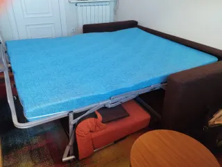 Sofá Cama 190x140cm Tela Naranja/Marrón