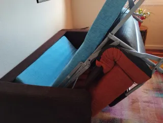 Sofá Cama 190x140cm Tela Naranja/Marrón