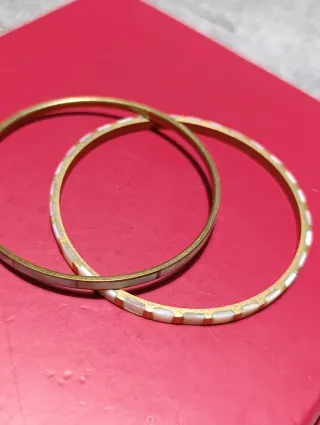 Lote 2 pulseras vintage nácar y latón