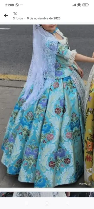 Traje Regional Fallera Niña Azul y Blanco
