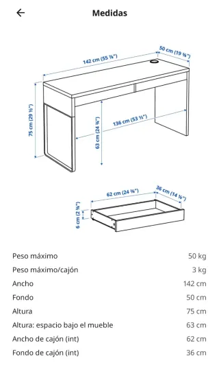 Mesa de escritorio blanca Ikea