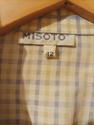 Camisa de cuadros beige y azul