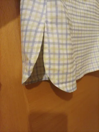 Camisa de cuadros beige y azul