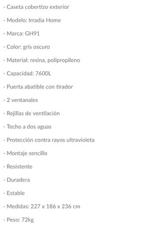 Caseta Jardín Gris Plástico