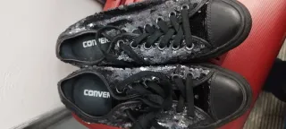 Zapatillas Converse con Lentejuelas Negras y Plate