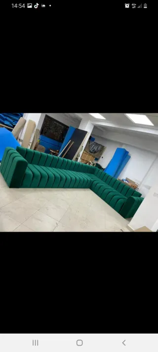 Sofá modular verde terciopelo