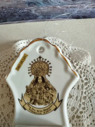 Benditera Antigua Porcelana y Oro