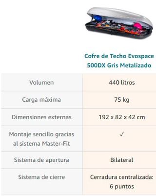 Cofre de Techo Evospace 500DX Gris