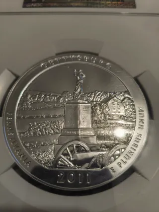 Moneda Plata 2011 Gettysburg NGC 5 Oz
