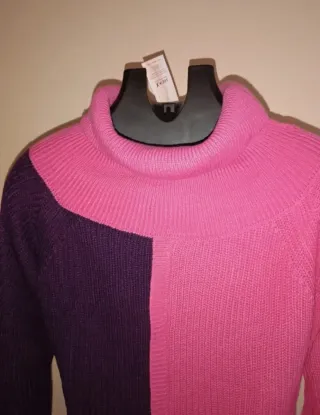 Jersey de punto cuello alto bicolor