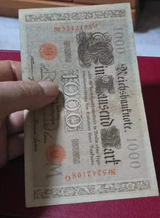 Billete 1000 Marcos Alemania 1910 Sello Rojo