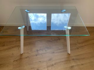 Mesa de comedor cristal y metal