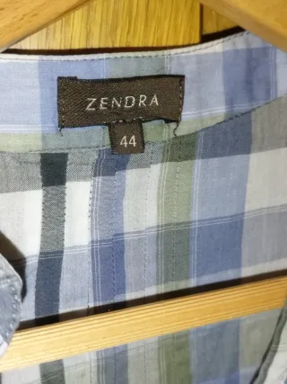 Blusa ZENDRA cuadros azul y gris Hecha en España
