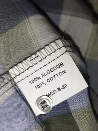 Blusa ZENDRA cuadros azul y gris Hecha en España