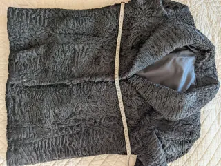 Chaqueta Astracán Negra Hecha a Mano Talla 40