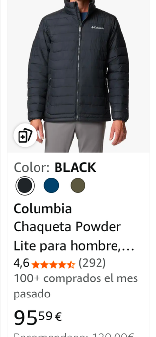 Chaqueta Columbia Powder Lite Negra