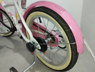 Bici niña Decathlon B'TWIN 500 16" rosa y blanca