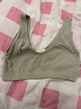 Bralette canalé beige