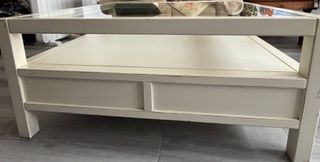 Mesa de centro banca de cristal y madera