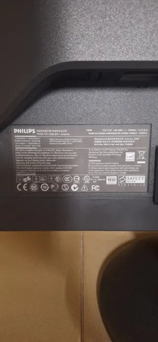 Monitor Philips 190S Plata y Negro