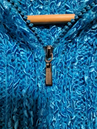 Chaqueta azul turquesa con cremallera de lana M/L