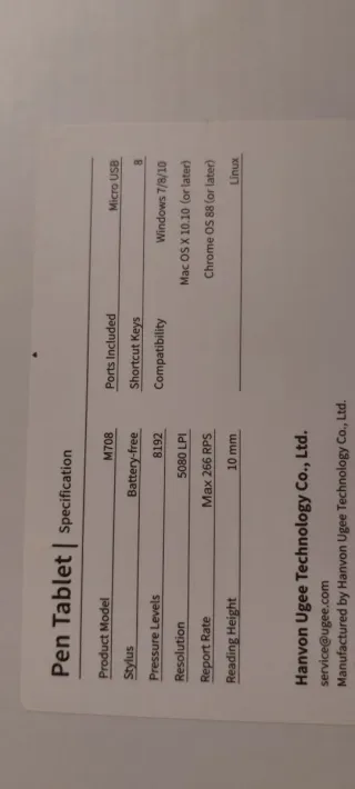 UGEE M708 Tableta Gráfica con Lápiz