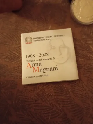Moneda Plata Italia Anna Magnani 1908-2008