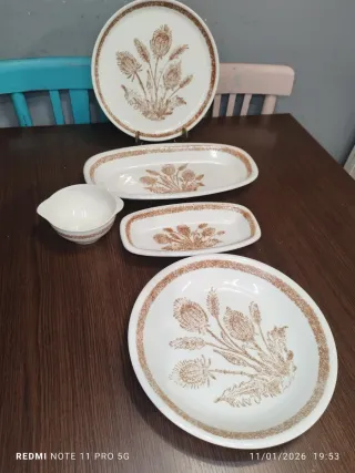 Vajilla Vintage Flores Marrones