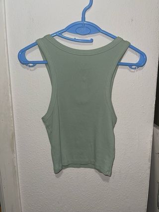 Top verde de canalé