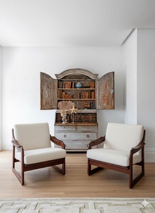 Poltrone anni 60/70 in tela e legno vintage