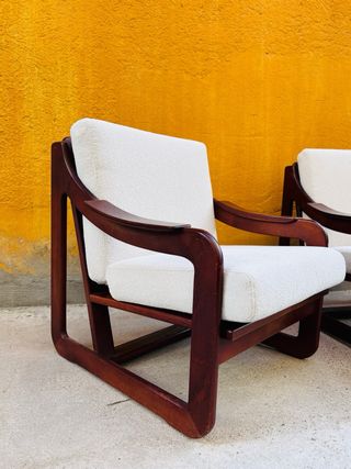 Poltrone anni 60/70 in tela e legno vintage