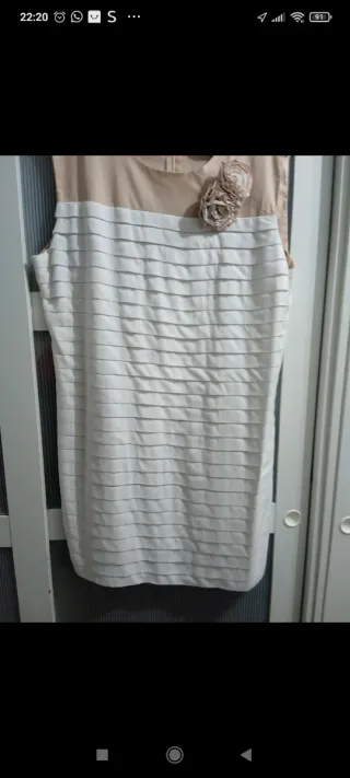 Vestido Anany Talla 48 Beige y Blanco