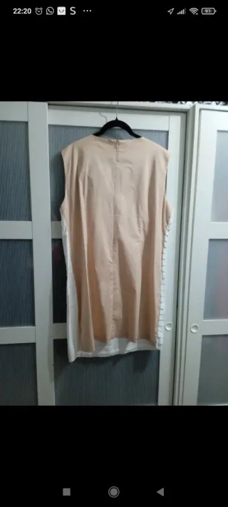 Vestido Anany Talla 48 Beige y Blanco