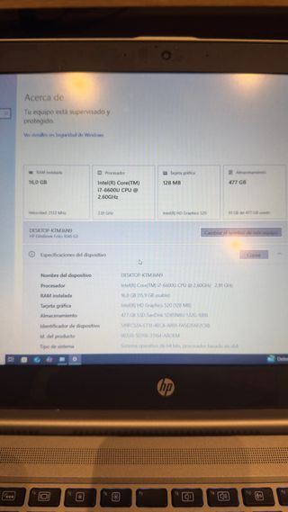 HP Elitebook Folio 1040 G3 I7 16GB Ram 512GB disco