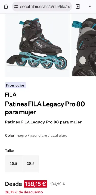 Patines FILA Legacy Pro 80 mujer talla 38 NUEVOS