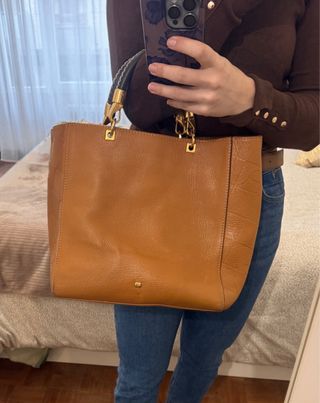 Bolso Purificación García Marrón Piel