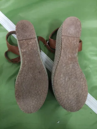Sandalias cuña Talla 37 azul y marrón