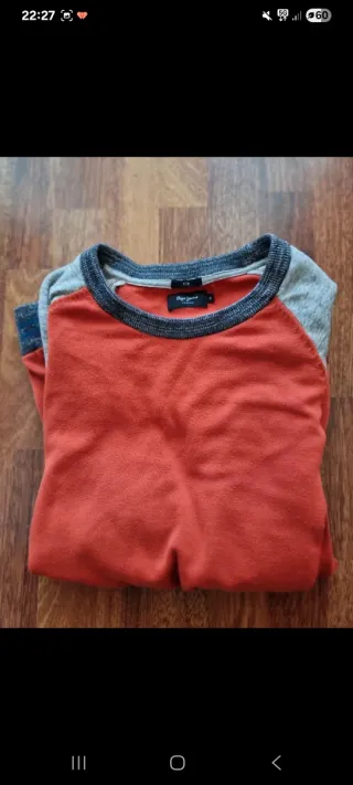 Jersey Pepe Jeans slim fit naranja y gris Talla M