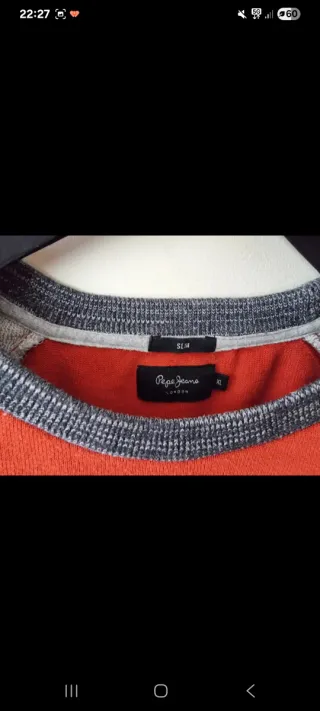 Jersey Pepe Jeans slim fit naranja y gris Talla M