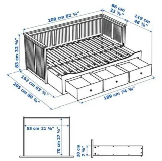 Cama IKEA Hemnes com 3 Gavetas + 2 colchões