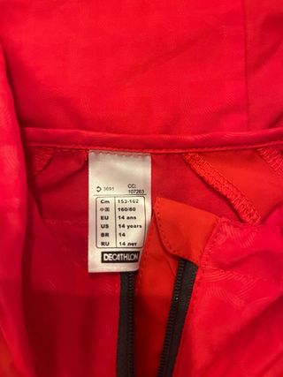 Cortavientos Kalenji Naranja/Rojo Talla 14